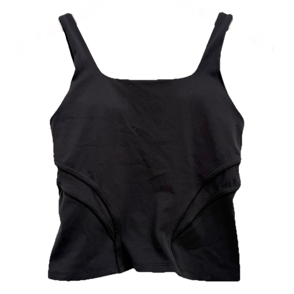 LULULEMON Black Nulu and Mesh-back Shelf Bra Yoga Tank Top Size 4